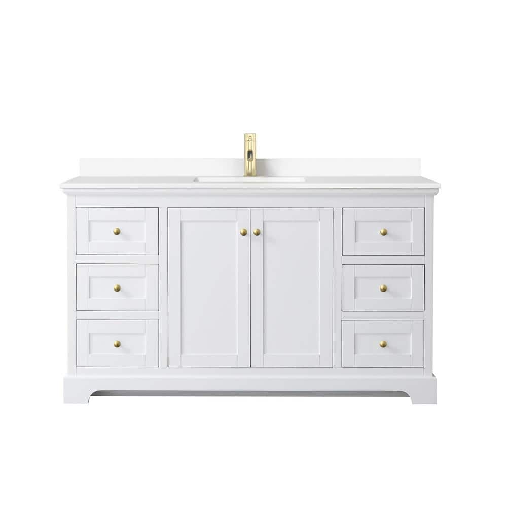 Wyndham Collection Avery 60" Single Sink Bath Vanity in White with Cultured Marble Top