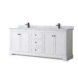 Wyndham Collection Avery 80" Double Bath Vanity with White Carrara Marble Top