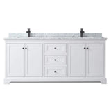 Wyndham Collection Avery 80" Double Bath Vanity with White Carrara Marble Top