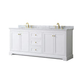Wyndham Collection Avery 80" Double Sink Bathroom Vanity with White Carrara Marble Top