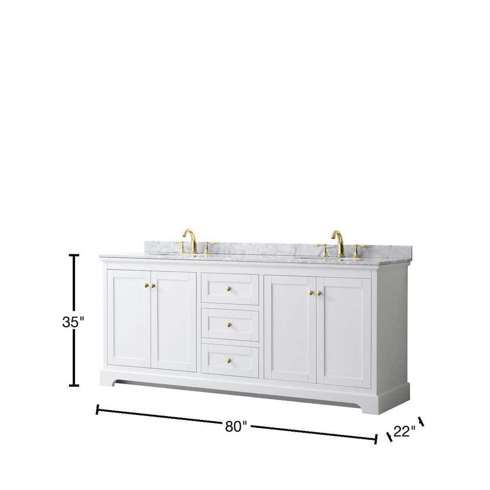 Wyndham Collection Avery 80" Double Sink Bathroom Vanity with White Carrara Marble Top
