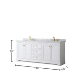 Wyndham Collection Avery 80" Double Sink Bathroom Vanity with White Carrara Marble Top