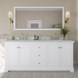Wyndham Collection Avery 80" Double Sink Bathroom Vanity with White Carrara Marble Top