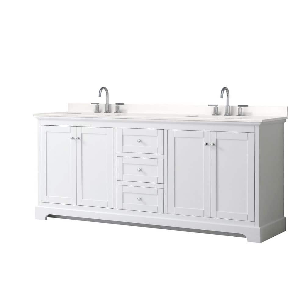 Wyndham Collection Avery 80 in. Double Bath Vanity with White Quartz Top