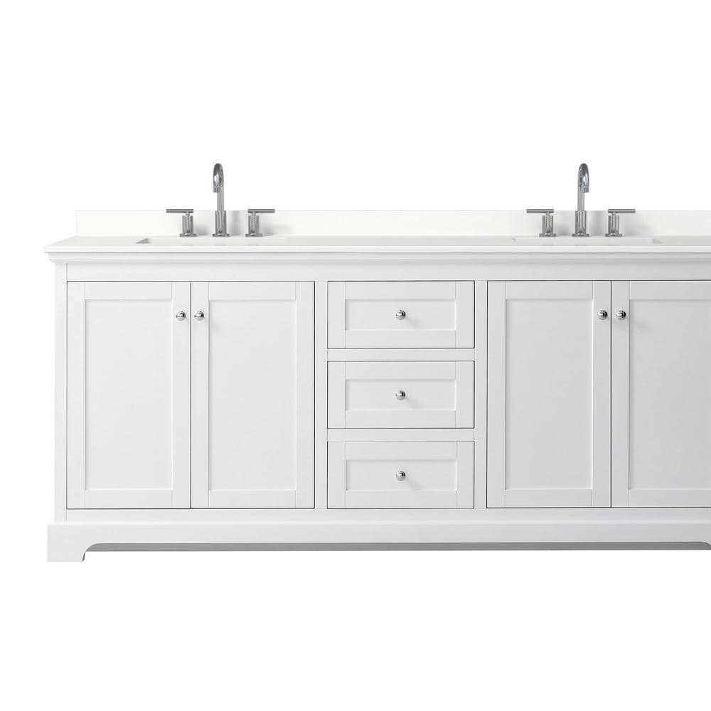 Wyndham Collection Avery 80 in. Double Bath Vanity with White Quartz Top