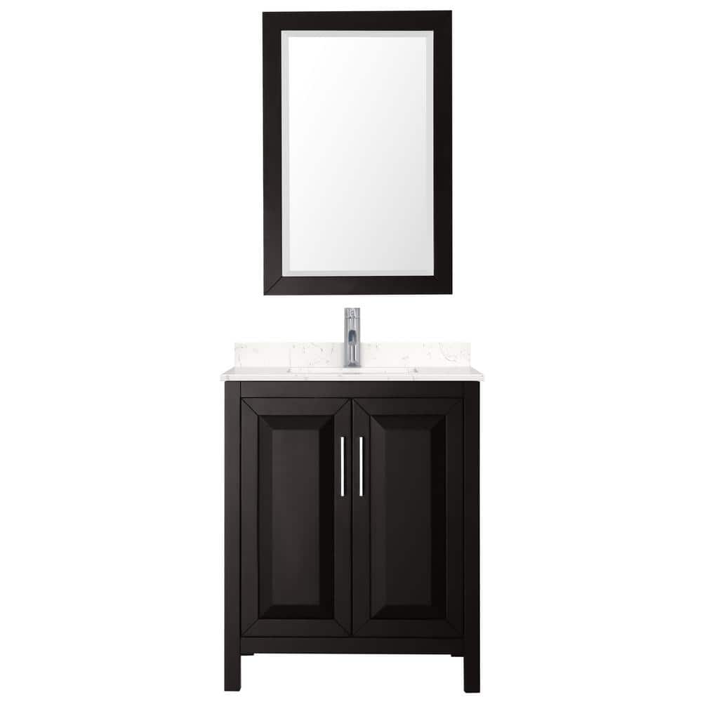 Wyndham Collection Daria 30" Single Vanity in Dark Espresso with Carrara Marble Top and Mirror