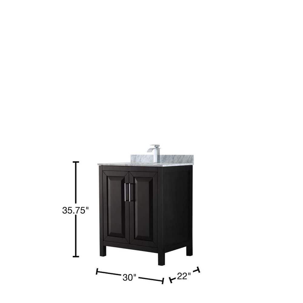 Wyndham Collection Daria 30 in. Bathroom Vanity with Carrara Marble Top