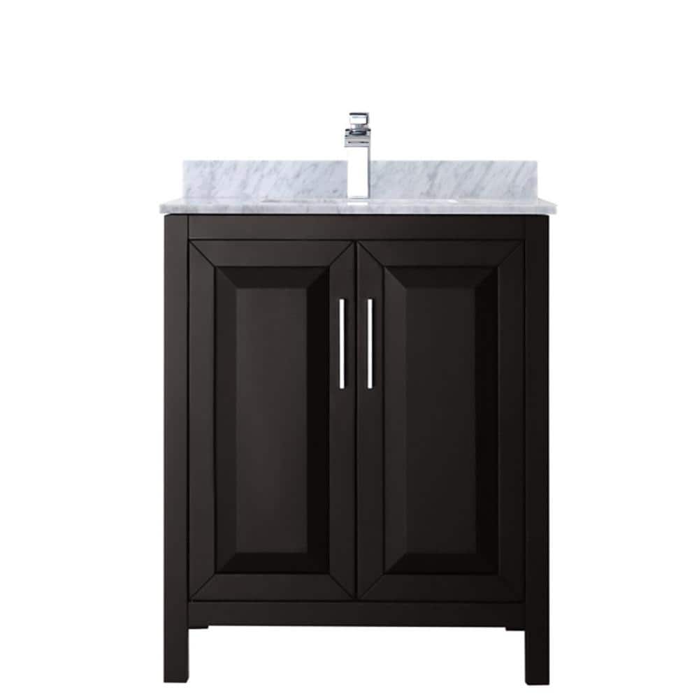 Wyndham Collection Daria 30 in. Bathroom Vanity with Carrara Marble Top