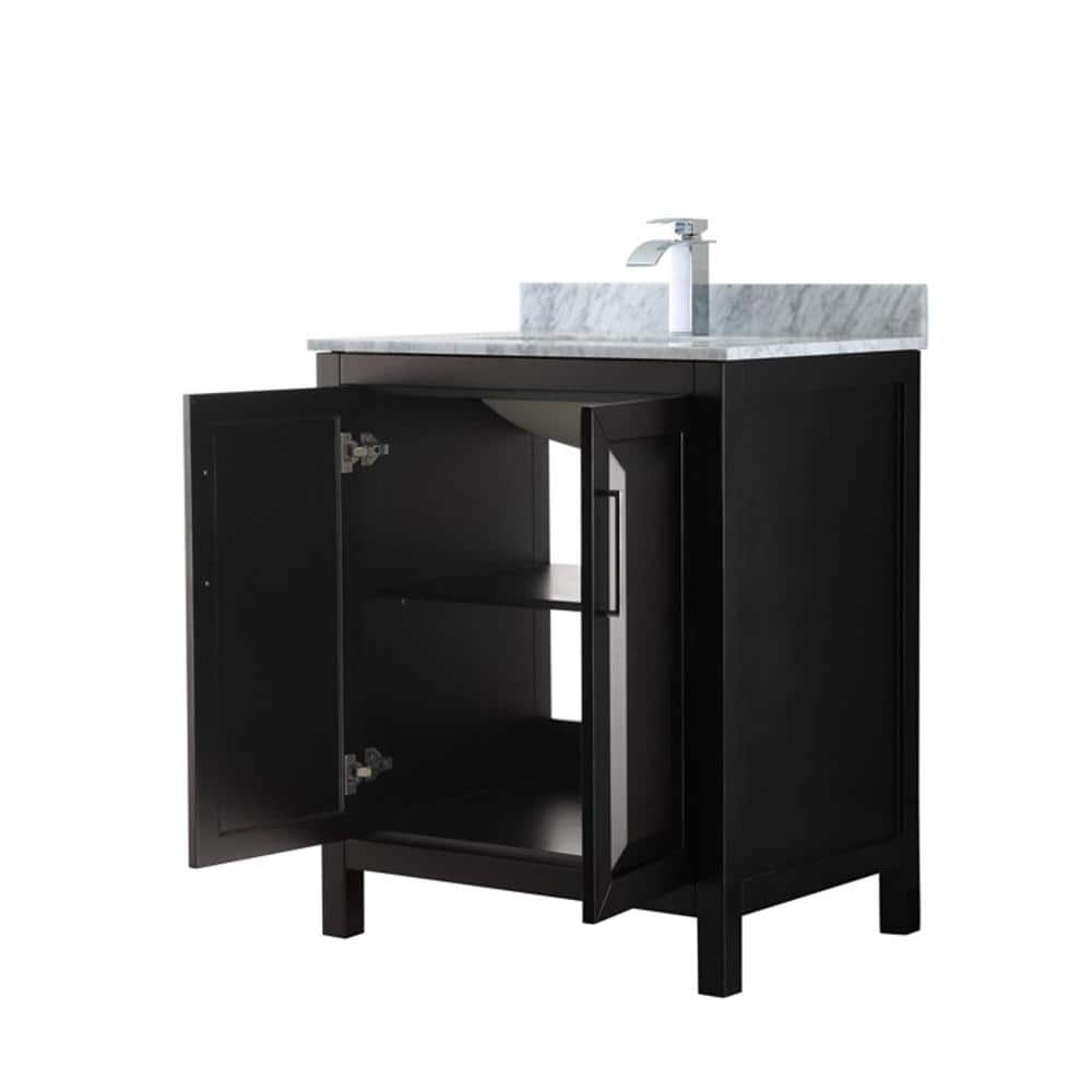 Wyndham Collection Daria 30 in. Bathroom Vanity with Carrara Marble Top