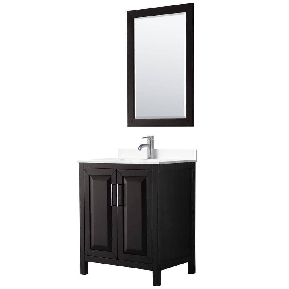 Wyndham Collection Daria 30" Single Vanity in Dark Espresso with Cultured Marble Top and Mirror