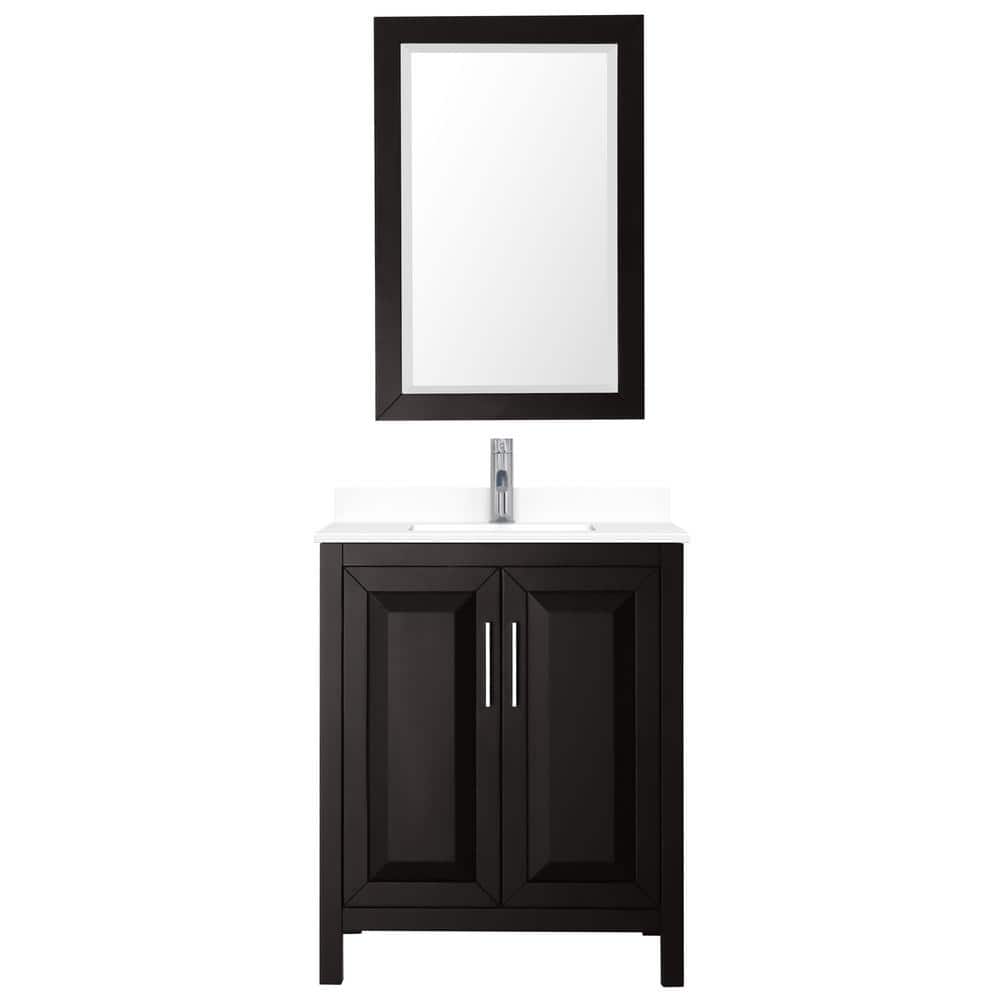 Wyndham Collection Daria 30" Single Vanity in Dark Espresso with Cultured Marble Top and Mirror
