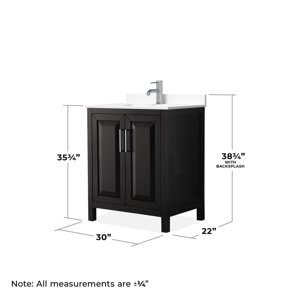 Wyndham Collection Daria 30" Single Vanity in Dark Espresso with Cultured Marble Top and Mirror