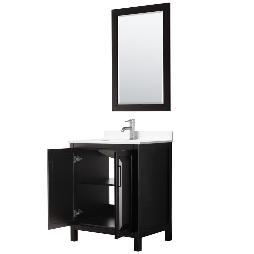 Wyndham Collection Daria 30" Single Vanity in Dark Espresso with Cultured Marble Top and Mirror