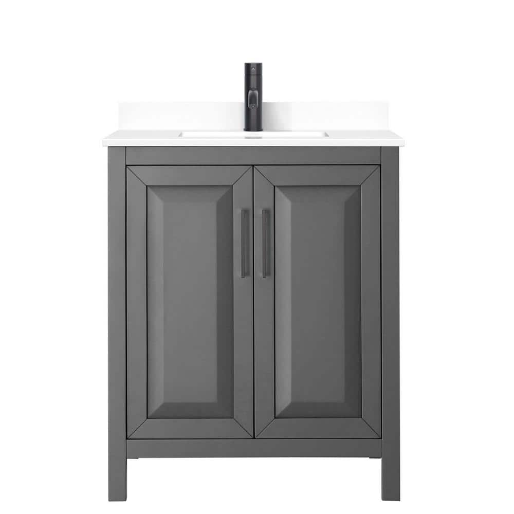 Wyndham Collection Daria 30" Bathroom Vanity in Dark Gray with Marble Top