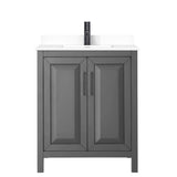 Wyndham Collection Daria 30" Bathroom Vanity in Dark Gray with Marble Top