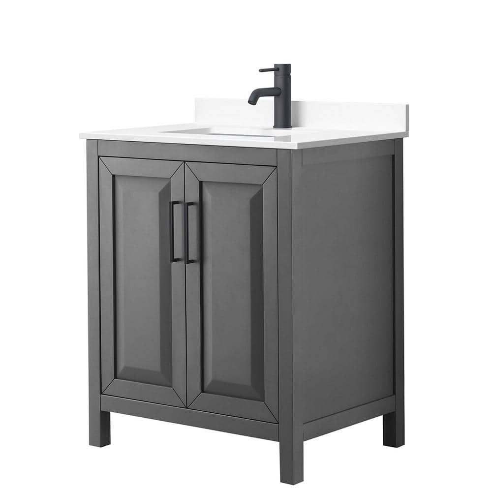 Wyndham Collection Daria 30" Bathroom Vanity in Dark Gray with Marble Top