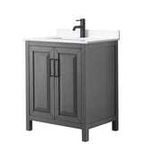 Wyndham Collection Daria 30" Bathroom Vanity in Dark Gray with Marble Top
