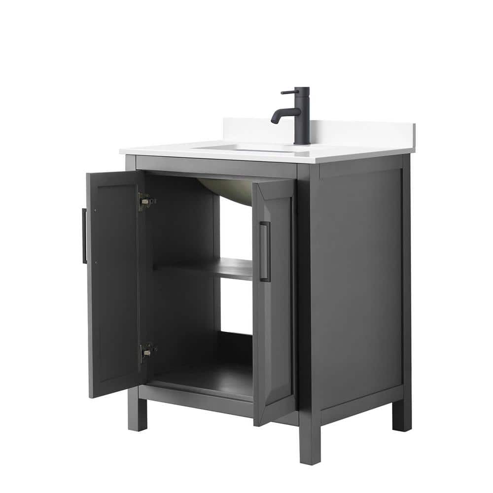 Wyndham Collection Daria 30" Bathroom Vanity in Dark Gray with Marble Top