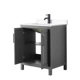 Wyndham Collection Daria 30" Bathroom Vanity in Dark Gray with Marble Top