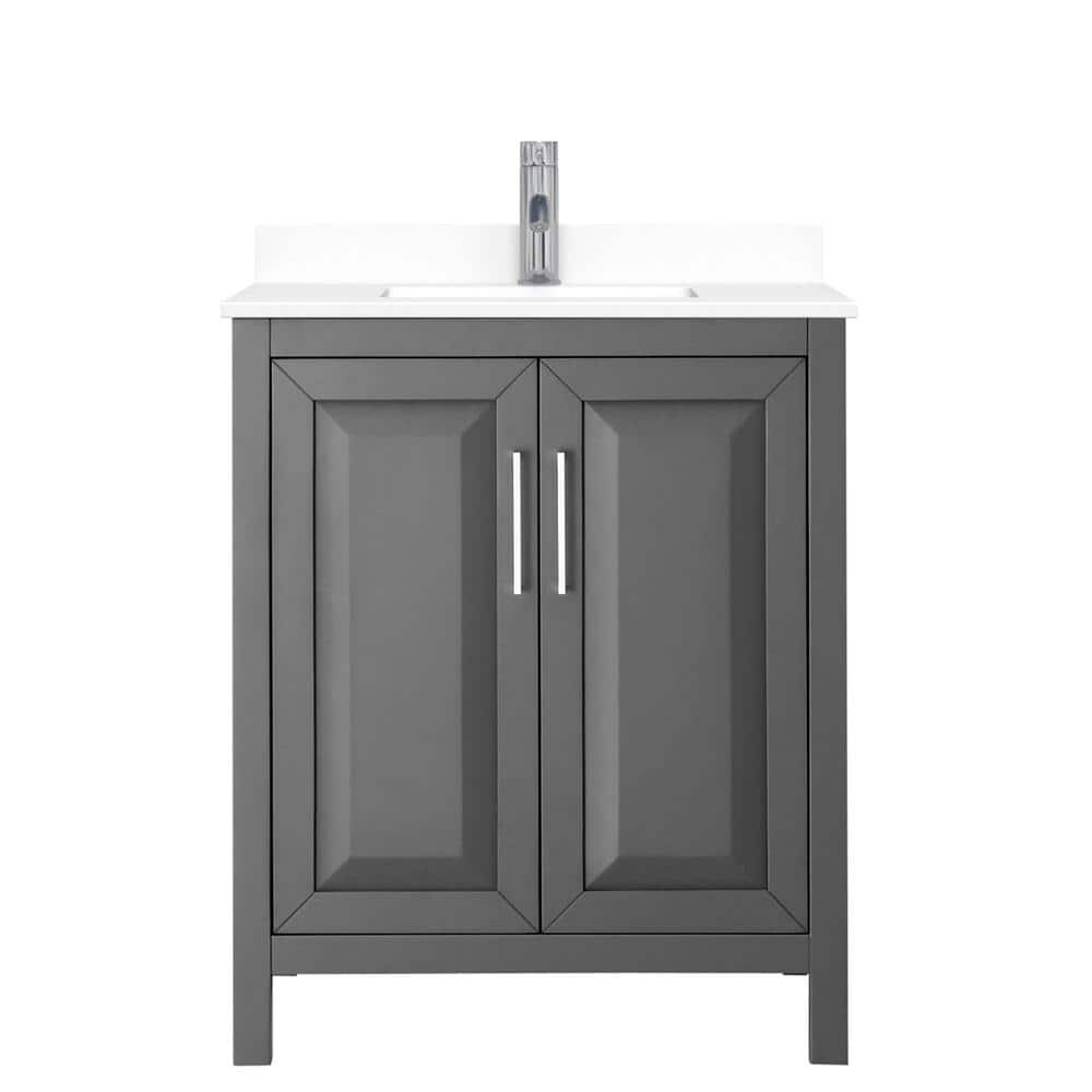 Wyndham Collection Daria 30" Dark Gray Single Vanity with Cultured Marble Top