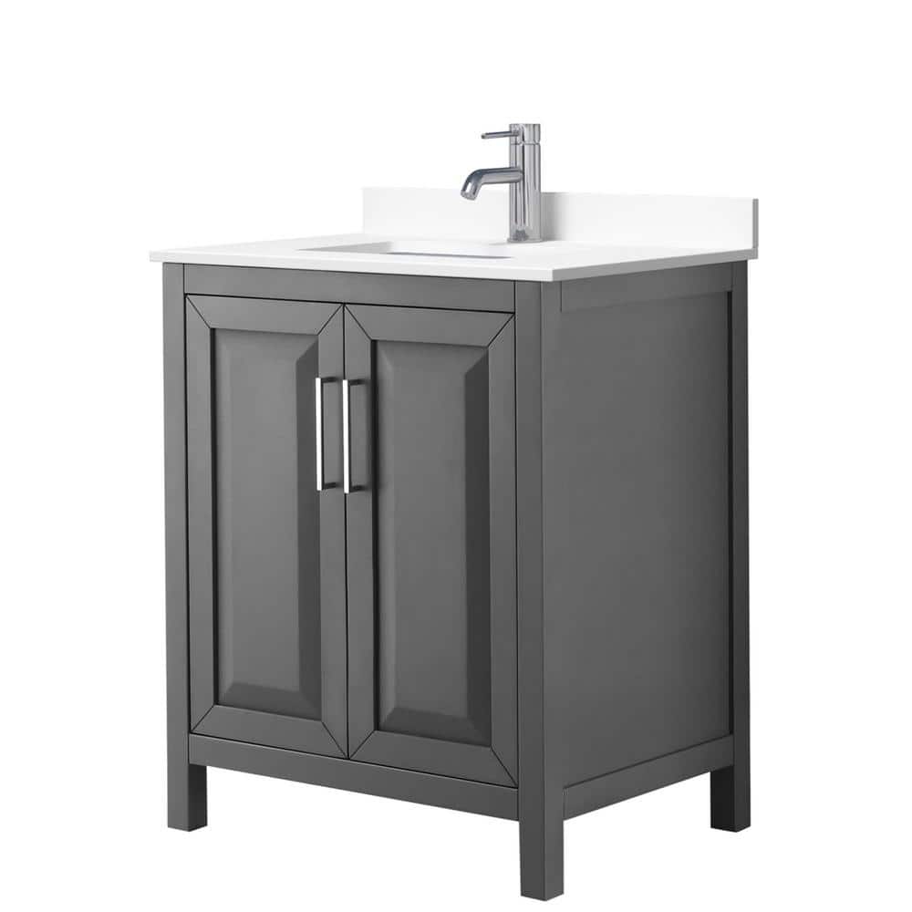 Wyndham Collection Daria 30" Dark Gray Single Vanity with Cultured Marble Top