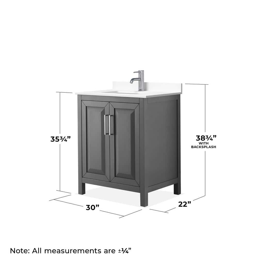 Wyndham Collection Daria 30" Dark Gray Single Vanity with Cultured Marble Top