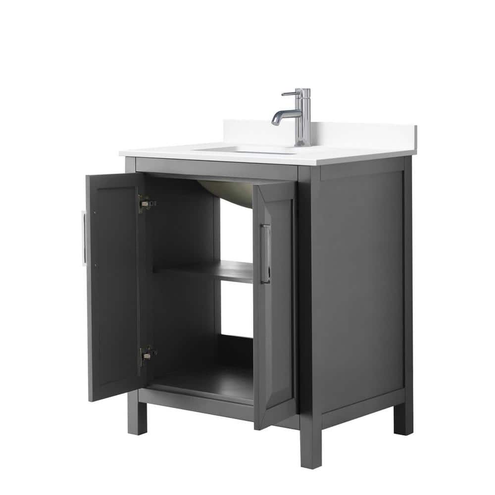 Wyndham Collection Daria 30" Dark Gray Single Vanity with Cultured Marble Top