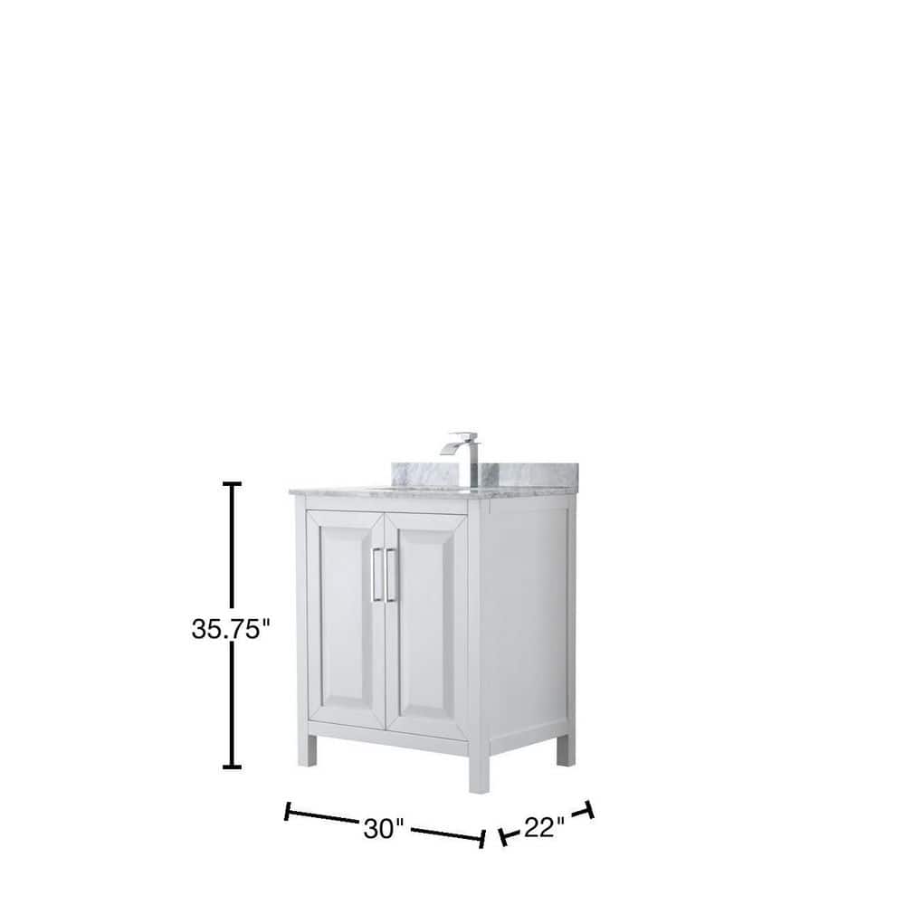 Wyndham Collection Daria 30 in. Bathroom Vanity with Carrara Marble Top and White Basin