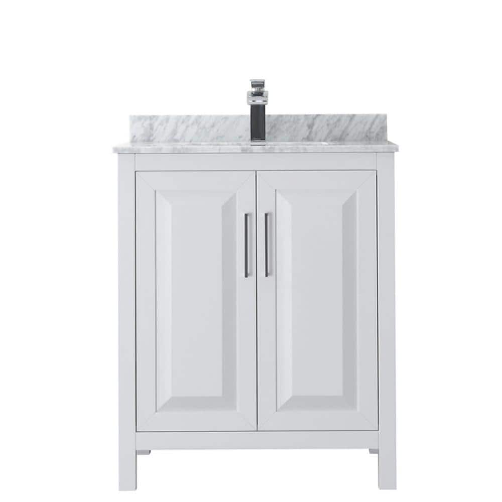 Wyndham Collection Daria 30 in. Bathroom Vanity with Carrara Marble Top and White Basin