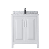 Wyndham Collection Daria 30 in. Bathroom Vanity with Carrara Marble Top and White Basin