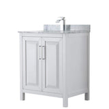 Wyndham Collection Daria 30 in. Bathroom Vanity with Carrara Marble Top and White Basin