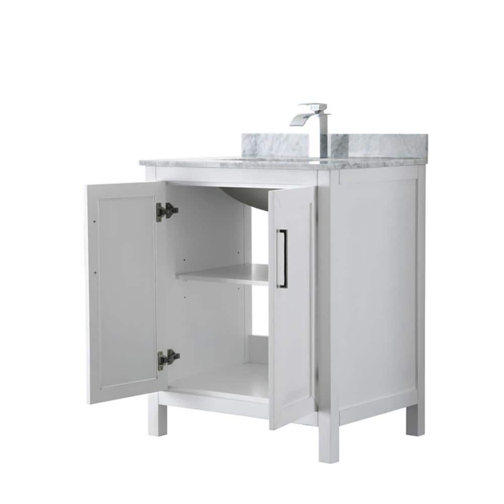Wyndham Collection Daria 30 in. Bathroom Vanity with Carrara Marble Top and White Basin