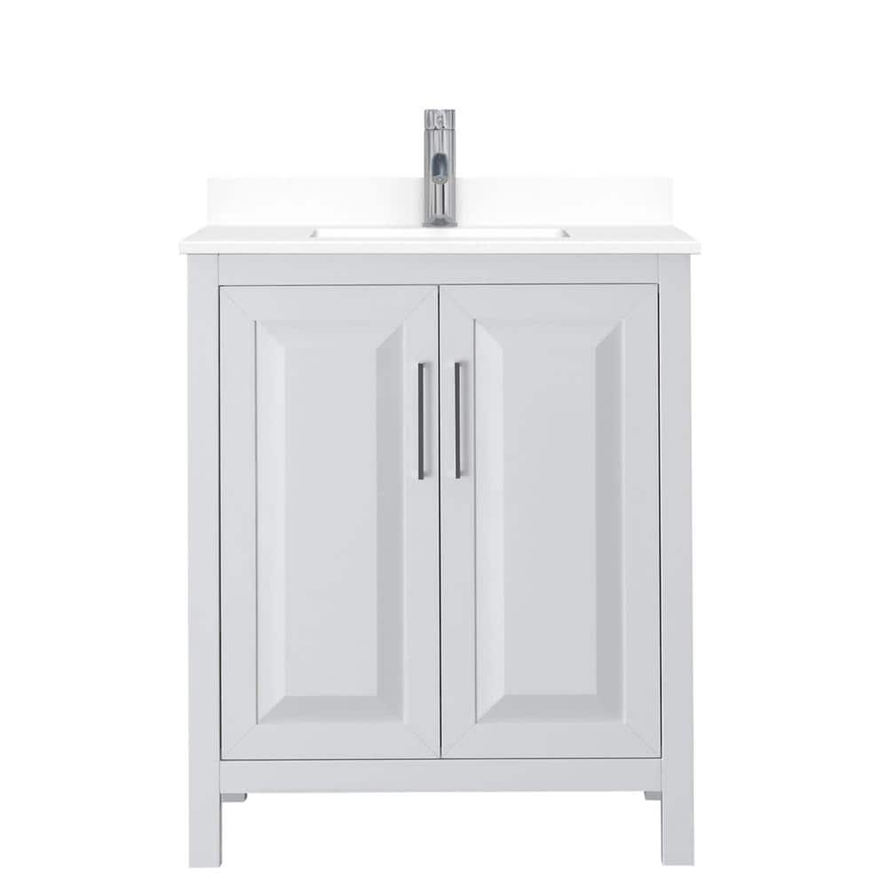 Wyndham Collection Daria 30" White Bathroom Vanity with Cultured Marble Top