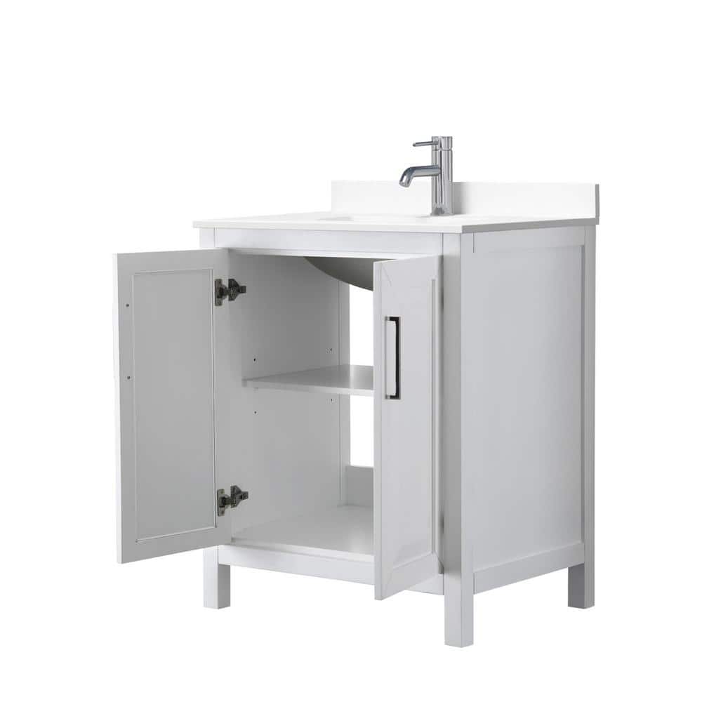 Wyndham Collection Daria 30" White Bathroom Vanity with Cultured Marble Top