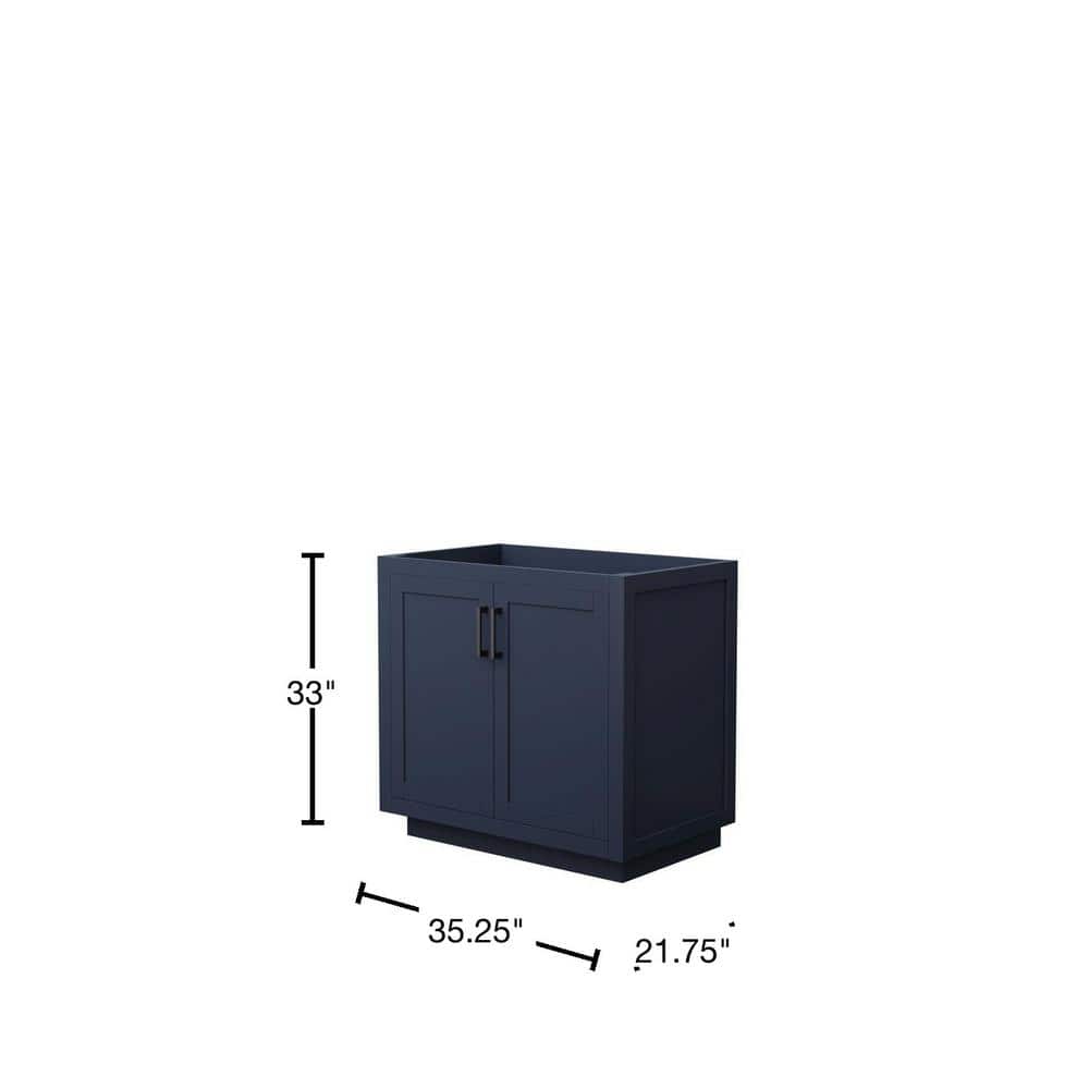 Wyndham Collection Miranda 35.25 in. Bathroom Vanity Cabinet, Dark Blue