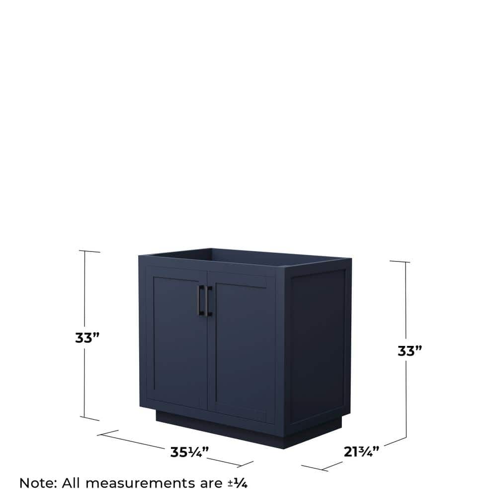 Wyndham Collection Miranda 35.25 in. Bathroom Vanity Cabinet, Dark Blue