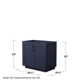 Wyndham Collection Miranda 35.25 in. Bathroom Vanity Cabinet, Dark Blue