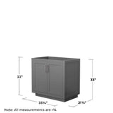 Wyndham Collection Miranda 35.25 in. Dark Gray Bathroom Vanity Cabinet Only