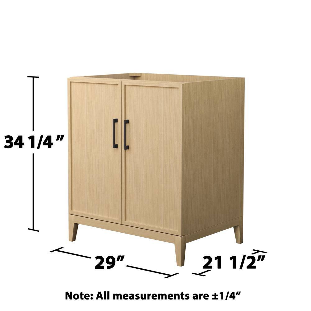 Wyndham Collection Elan 29" Bathroom Vanity Cabinet in White Oak with Matte Black Trim