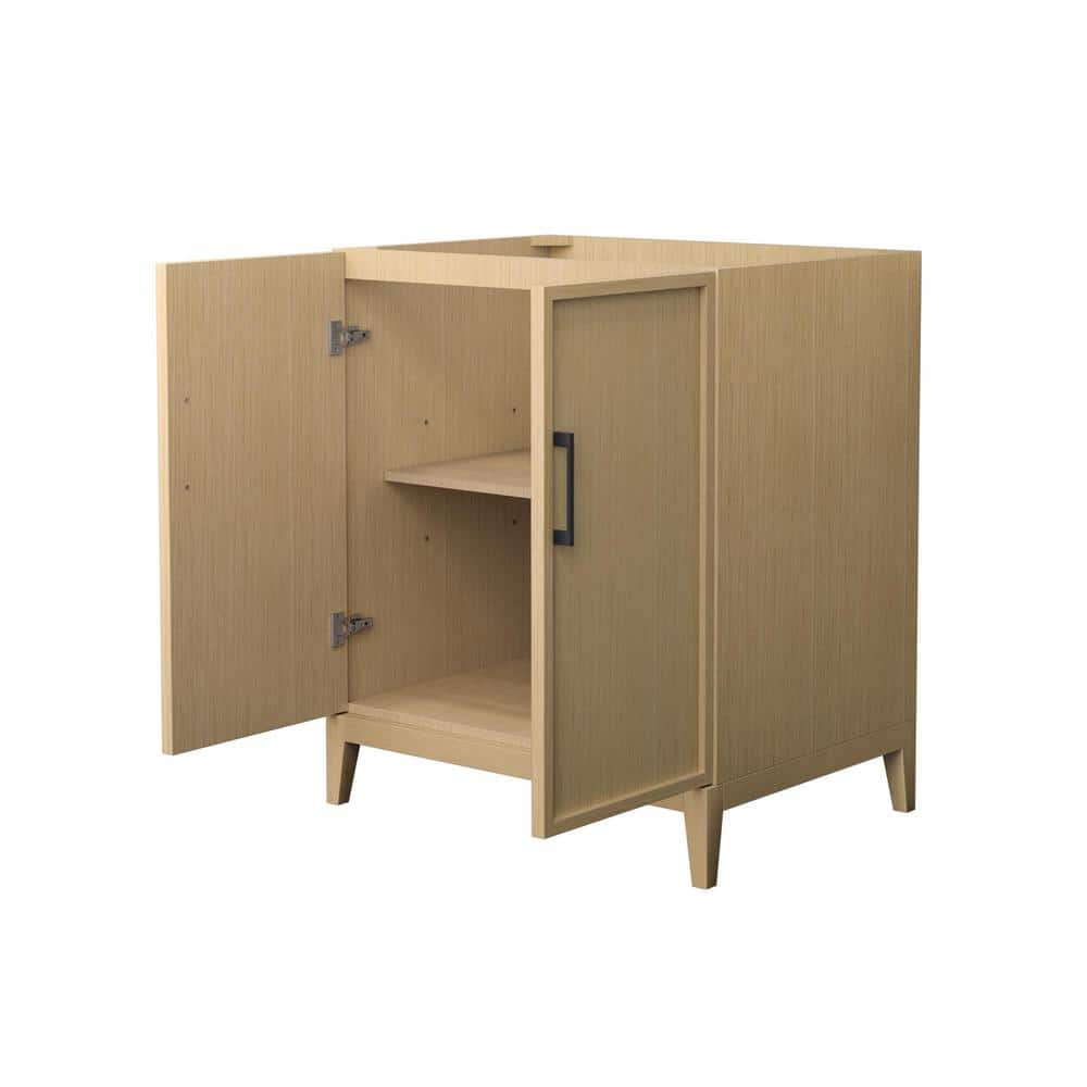 Wyndham Collection Elan 29" Bathroom Vanity Cabinet in White Oak with Matte Black Trim