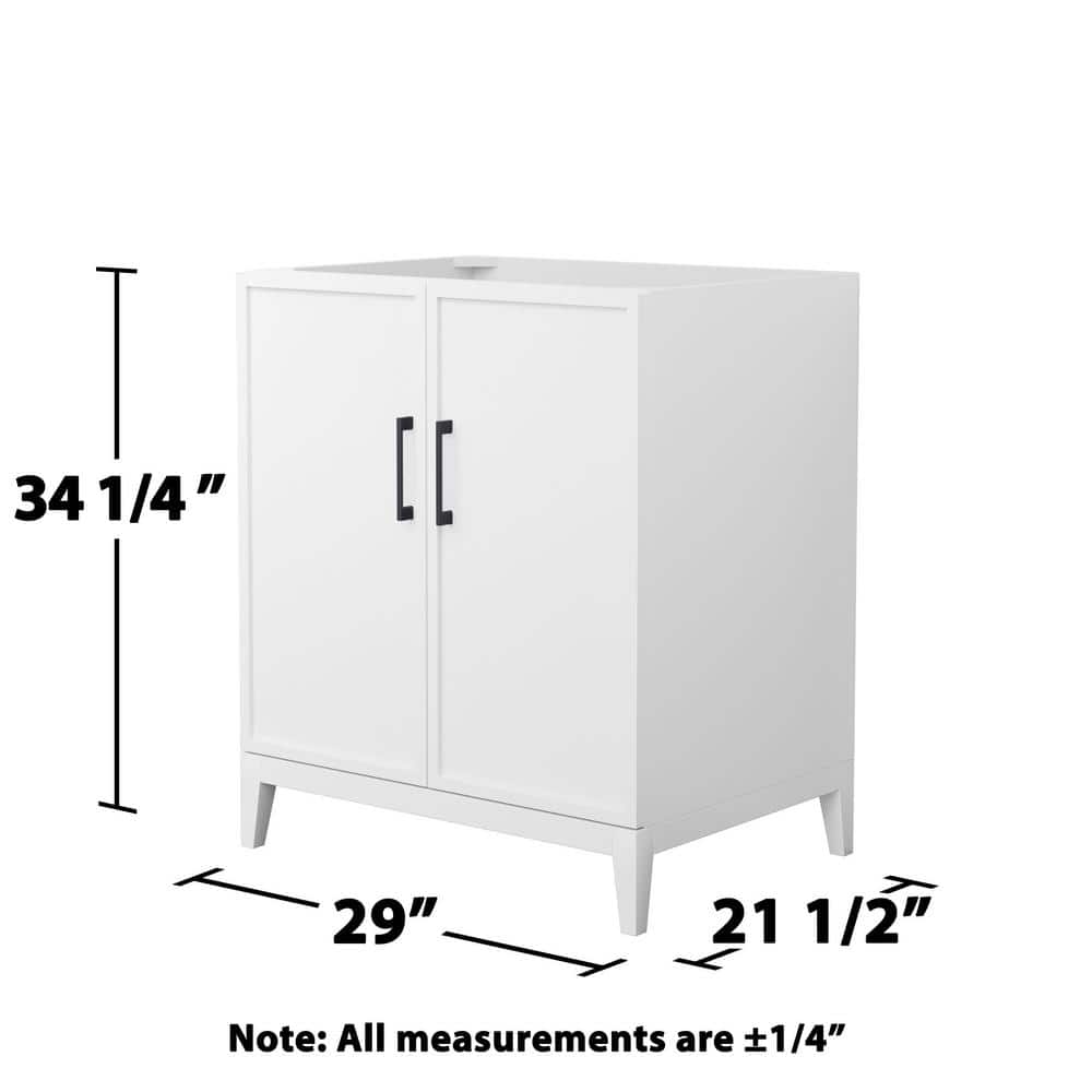 Wyndham Collection Elan 29" Bathroom Vanity Cabinet, White with Matte Black Trim