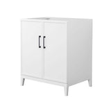 Wyndham Collection Elan 29" Bathroom Vanity Cabinet, White with Matte Black Trim