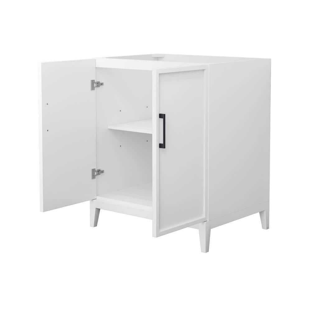 Wyndham Collection Elan 29" Bathroom Vanity Cabinet, White with Matte Black Trim