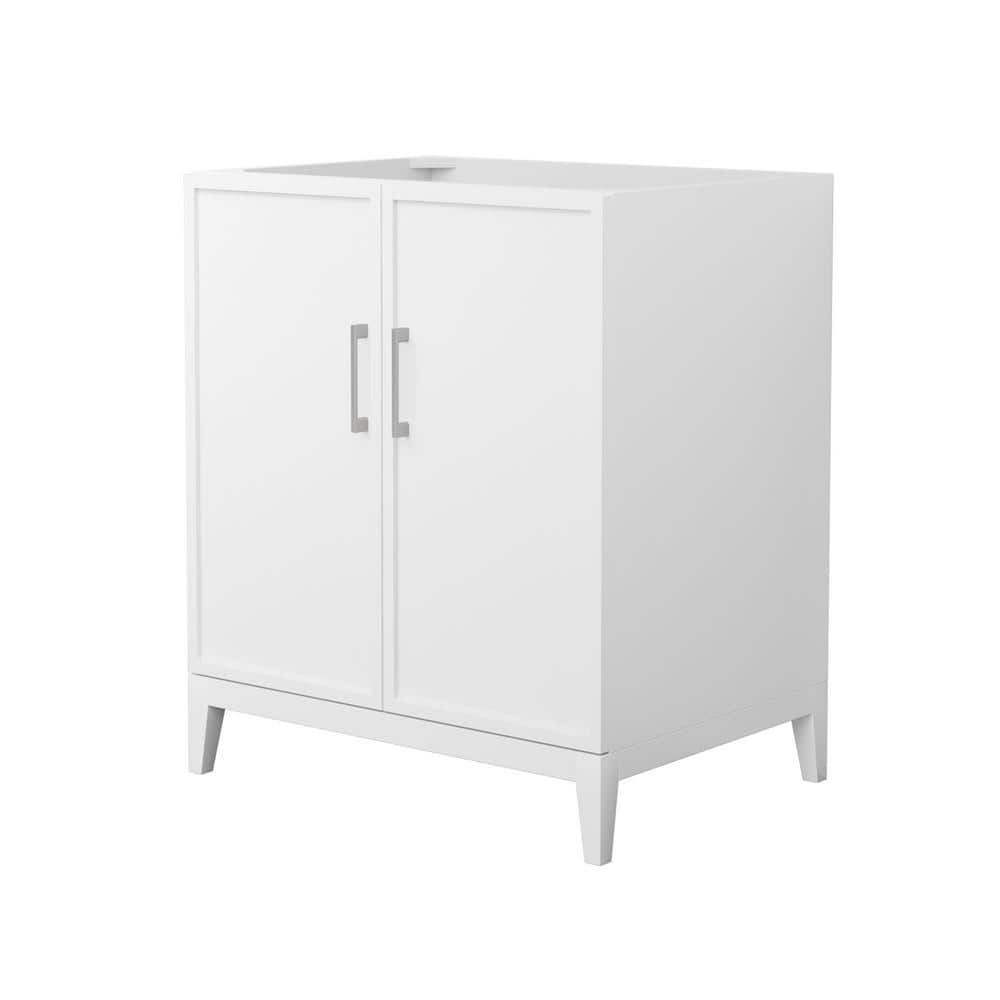 Wyndham Collection Elan 29" Bathroom Vanity Cabinet, White with Brushed Nickel Trim