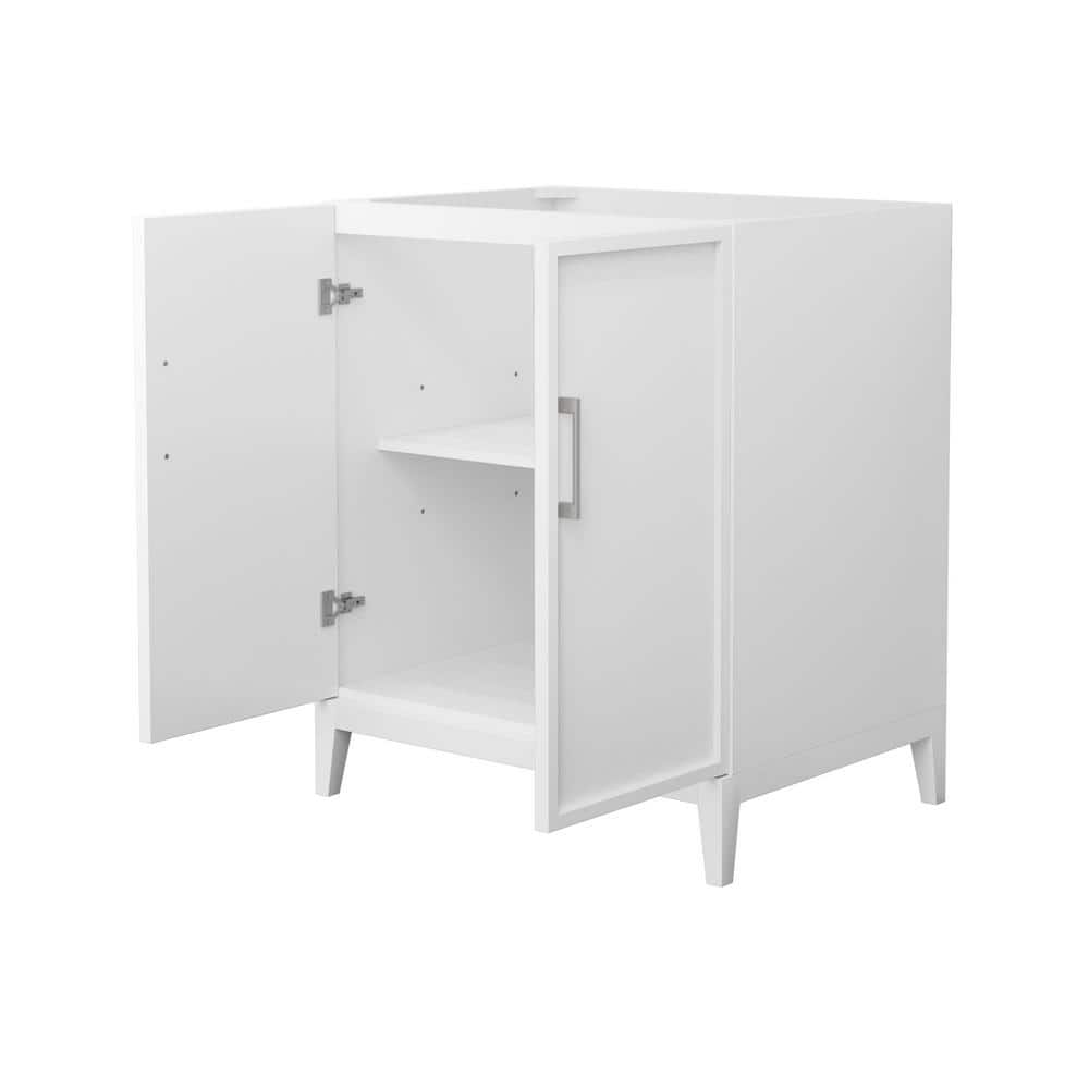 Wyndham Collection Elan 29" Bathroom Vanity Cabinet, White with Brushed Nickel Trim