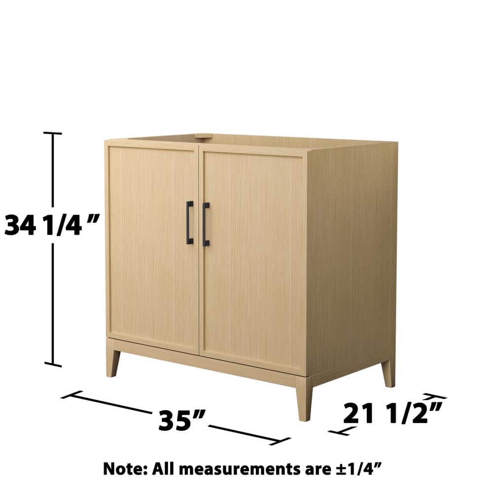 Wyndham Collection Elan 35" Bathroom Vanity Cabinet in White Oak with Matte Black Trim