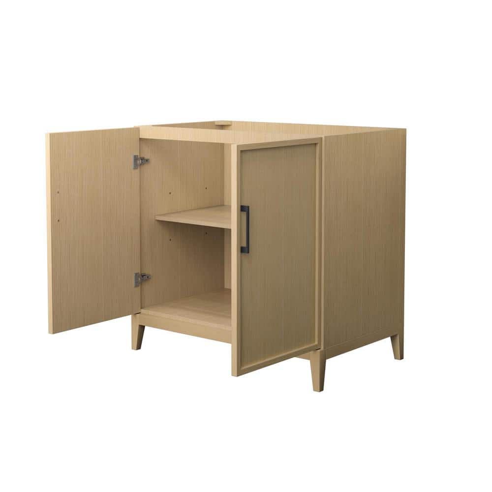 Wyndham Collection Elan 35" Bathroom Vanity Cabinet in White Oak with Matte Black Trim