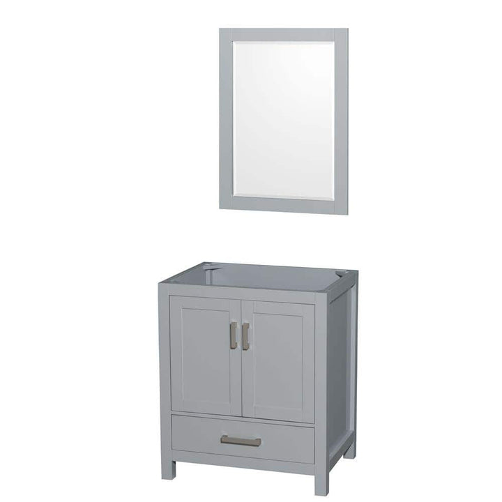 Wyndham Collection Sheffield 29" Gray Bathroom Vanity Cabinet with Mirror