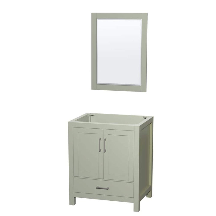 Wyndham Collection Sheffield 29" Light Green Bathroom Vanity Cabinet with Mirror