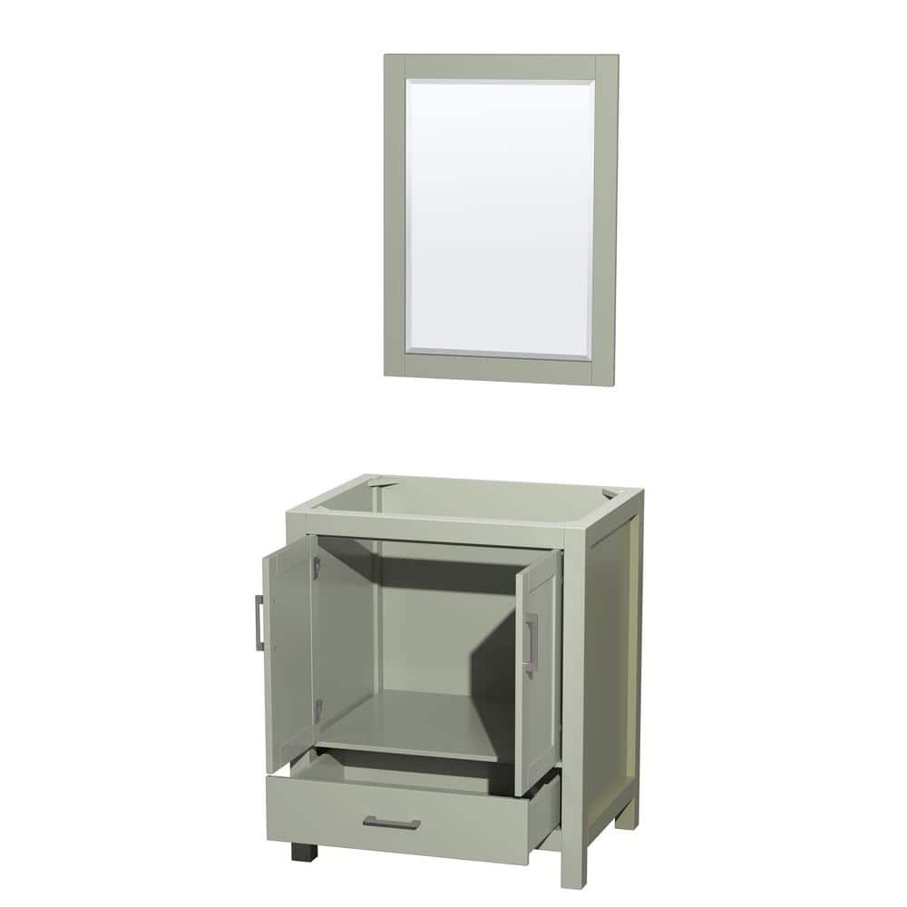 Wyndham Collection Sheffield 29" Light Green Bathroom Vanity Cabinet with Mirror
